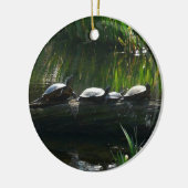 Row of Turtlesグリーン自然写真 セラミックオーナメント (左)