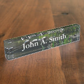 Row of Turtlesグリーン自然写真 デスクネームプレート (側面)