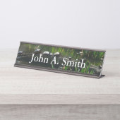 Row of Turtlesグリーン自然写真 デスクネームプレート (正面)