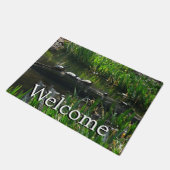 Row of Turtlesグリーン自然写真 ドアマット (アングル)