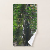 Row of Turtlesグリーン自然写真 ハンドタオル (ハンドタオル)