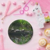 Row of Turtlesグリーン自然写真 ペーパープレート (パーティー)