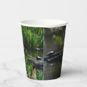 Row of Turtlesグリーン自然写真 紙コップ (右)