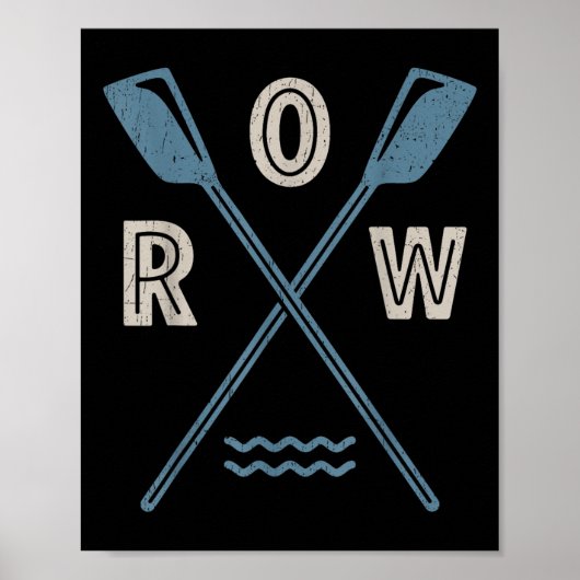 Row Rowing Crew Coxswain Rower Retro Boat Paddle S ポスター (正面)