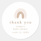 ROWANガールピンクボホレインボーベイビーシャワーありがとう ラウンドシール (正面)