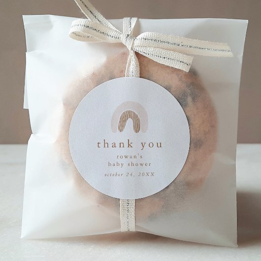 ROWANガールピンクボホレインボーベイビーシャワーありがとう ラウンドシール