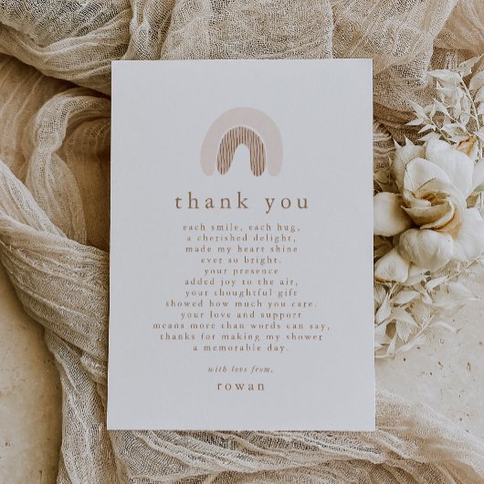 ROWANガールユニークピンクボホレインボーベビーシャワー サンキューカード