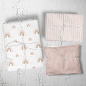 ROWANサマーガールピンクボホレインボーベビーシャワー ラッピングペーパーシート