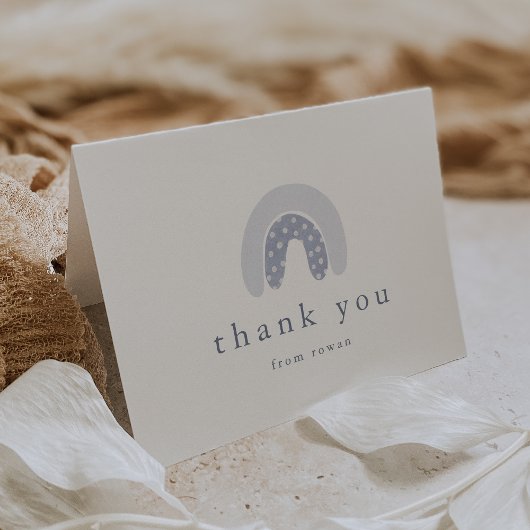 ROWANサマーボーイブルーボーホレインボーベビーシャワー サンキューカード