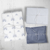 ROWANサマーボーイブルーボーホレインボーベビーシャワー ラッピングペーパーシート