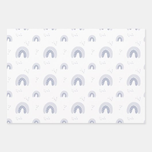 ROWANサマーボーイブルーボーホレインボーベビーシャワー ラッピングペーパーシート (正面)