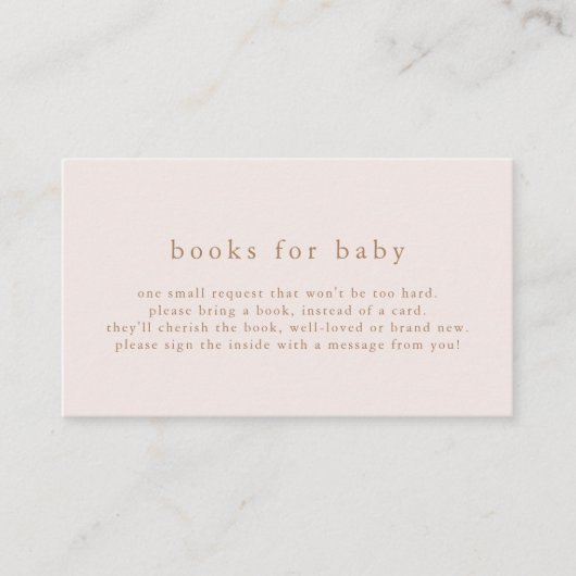 ROWANピンク金ゴールドシンプル赤ちゃんシャワーベビー本 エンクロージャーカード (正面)