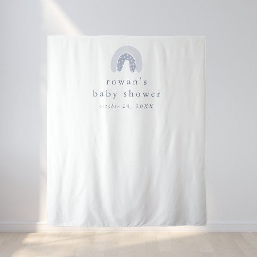 ROWANボーイブルーボーホレインボーベビーシャワー背景 タペストリー