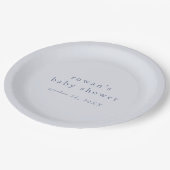 ROWANボーイブルーボーモダンホシンプルベイビーシャワー ペーパープレート (アングル)