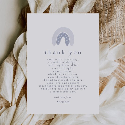 ROWANボーイユニークブルーボーホレインボーベビーシャワー サンキューカード