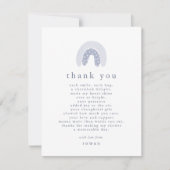 ROWANボーイユニークブルーボーホレインボーベビーシャワー サンキューカード (正面)