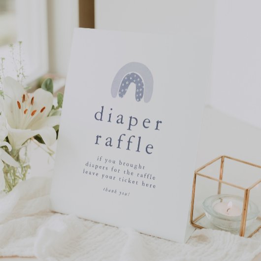 ROWANボーホレインボーベビーシャワーおむつラッフル 台座サイン