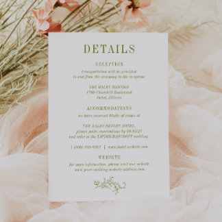 ROWAN Botanical Wedding Details Card 招待状