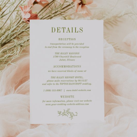 ROWAN Botanical Wedding Details Card 招待状