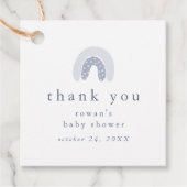 ROWAN Boy Blue Boho Rainbow Baby Shower Thank You フェイバータグ (正面)