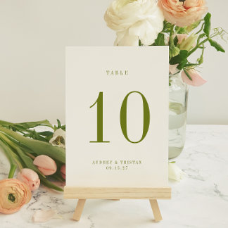 ROWAN Green Wedding Table Number Card 招待状