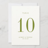 ROWAN Green Wedding Table Number Card 招待状 (正面)