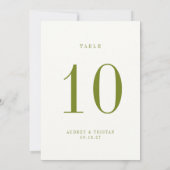 ROWAN Green Wedding Table Number Card 招待状 (裏面)