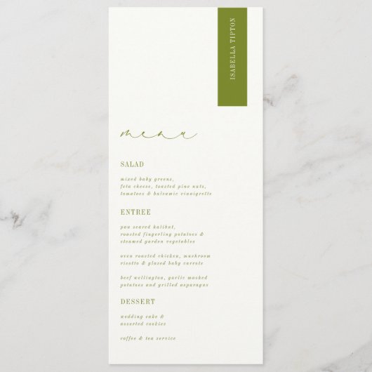 ROWAN Modern Wedding Place Card メニュー (正面)