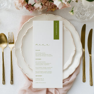 ROWAN Modern Wedding Place Card メニュー