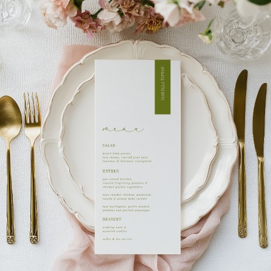 ROWAN Modern Wedding Place Card メニュー