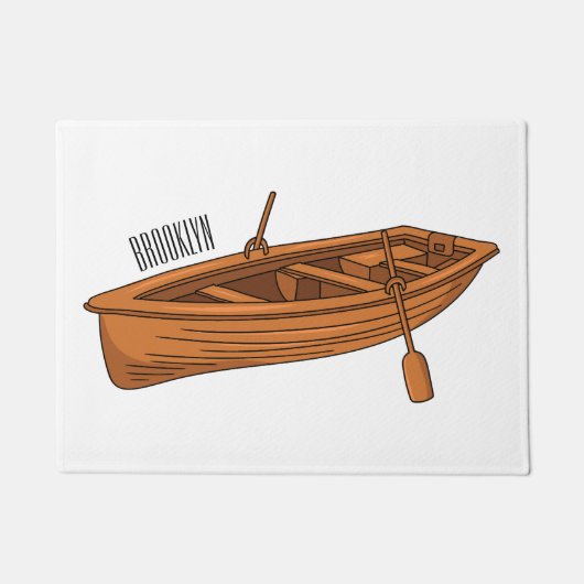 Rowboat cartoon illustration ドアマット (正面)