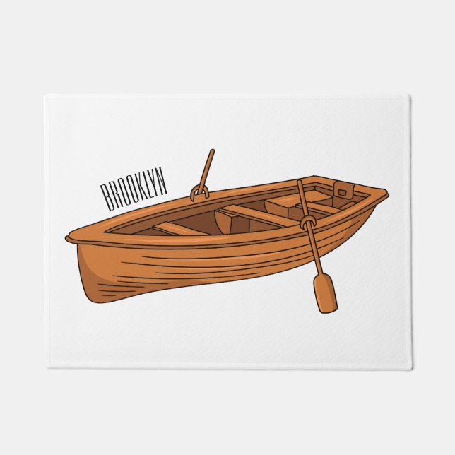 Rowboat cartoon illustration ドアマット (正面)