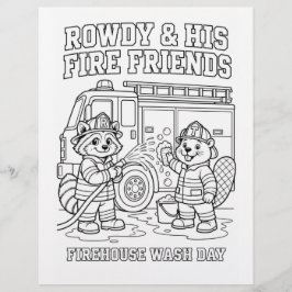 RowdyとTuckerの消防署洗濯日ぬりえ