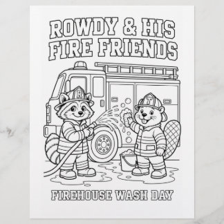 RowdyとTuckerの消防署洗濯日ぬりえ
