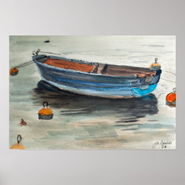 Rowing Boat Nautical Boat Watercolor ポスター