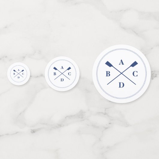 Rowing crossed oars navy initials コンフェッティ (裏面)
