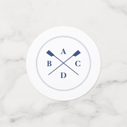 Rowing crossed oars navy initials コンフェッティ (スモール正面)