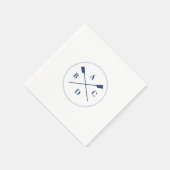 Rowing crossed oars navy initials スタンダードカクテルナプキン (角)