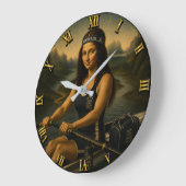 Rowing Funny Mona Lisa Rower Gift for Crew ラージ壁時計 (傾斜)