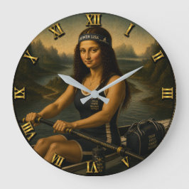 Rowing Funny Mona Lisa Rower Gift for Crew ラージ壁時計