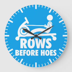 Rows Before Hoes – ローイングマおもしろいシントレーニング ラージ壁時計