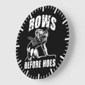 Rows Before Hoes - Dumbellおもしろい Rowトレーニング ラージ壁時計 (傾斜)