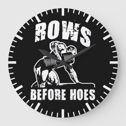 Rows Before Hoes - Dumbellおもしろい Rowトレーニング ラージ壁時計 (正面)