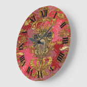 Roxanpheazのシックでビクトリアンなダマスク織 ラージ壁時計 (傾斜)