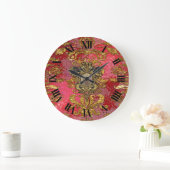 Roxanpheazのシックでビクトリアンなダマスク織 ラージ壁時計 (ホーム)