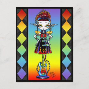 Roxsy Pixie Stick Psychobilly Rainbow妖精はがき ポストカード