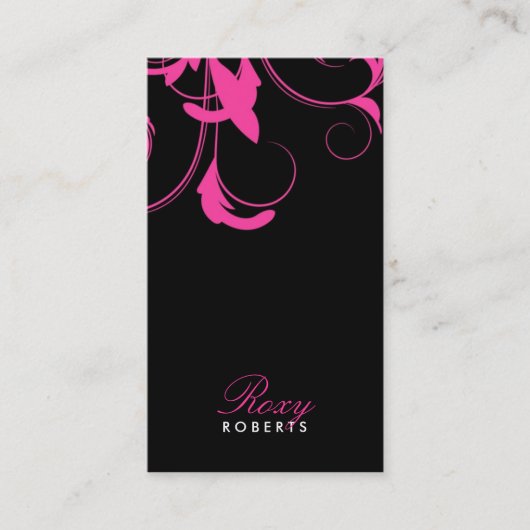 Roxyの311番の無地のなピンクおよび黒い 名刺 (正面)