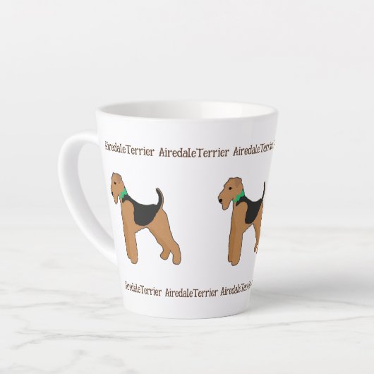 Roy Mocchi Bruno♥Latte Mug Airedale Terrier coffee カフェラテマグ (左アングル)