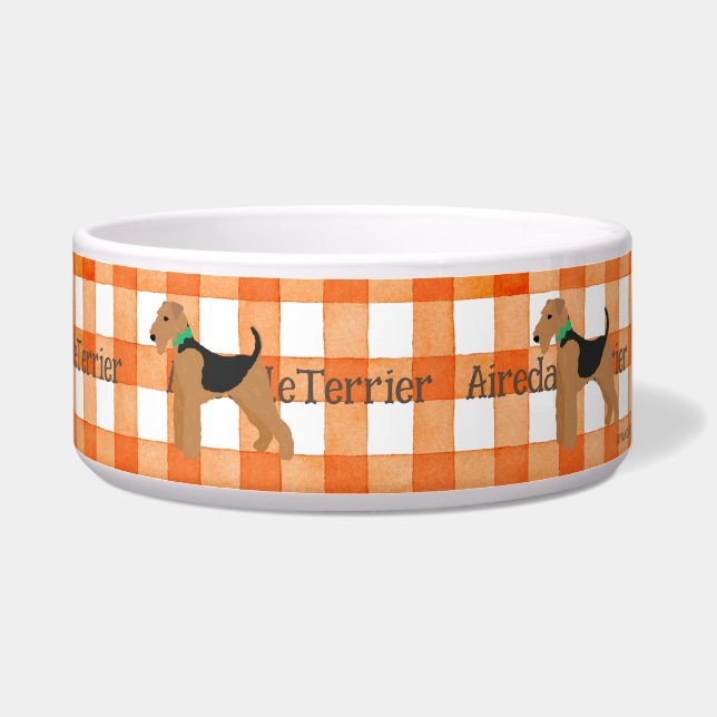 Roy Mocchi Bruno♥ Pet Bowl Orange Airedale Terrier ボウル (右)