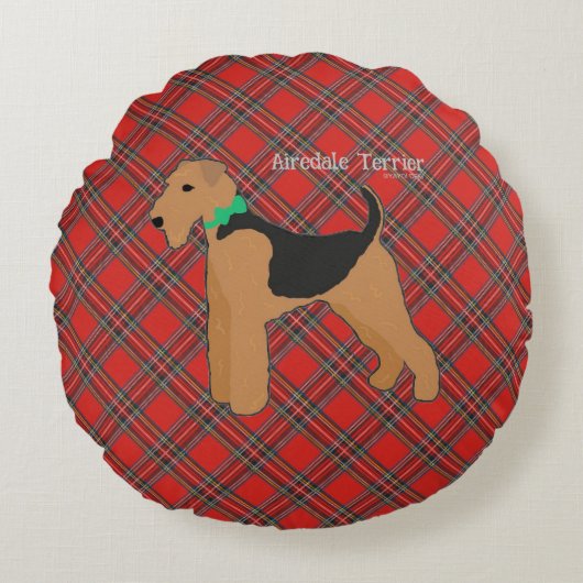 Roy Mocchi Bruno♥Round Pillow Red Airedale Terrier ラウンドクッション (正面)